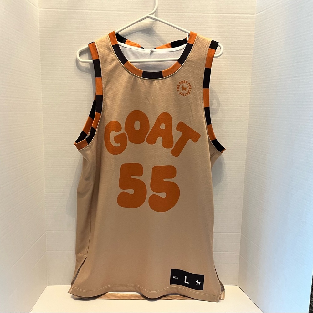 The GOAT Collective– Tan and Orange Basketball Jersey– Men’s Large